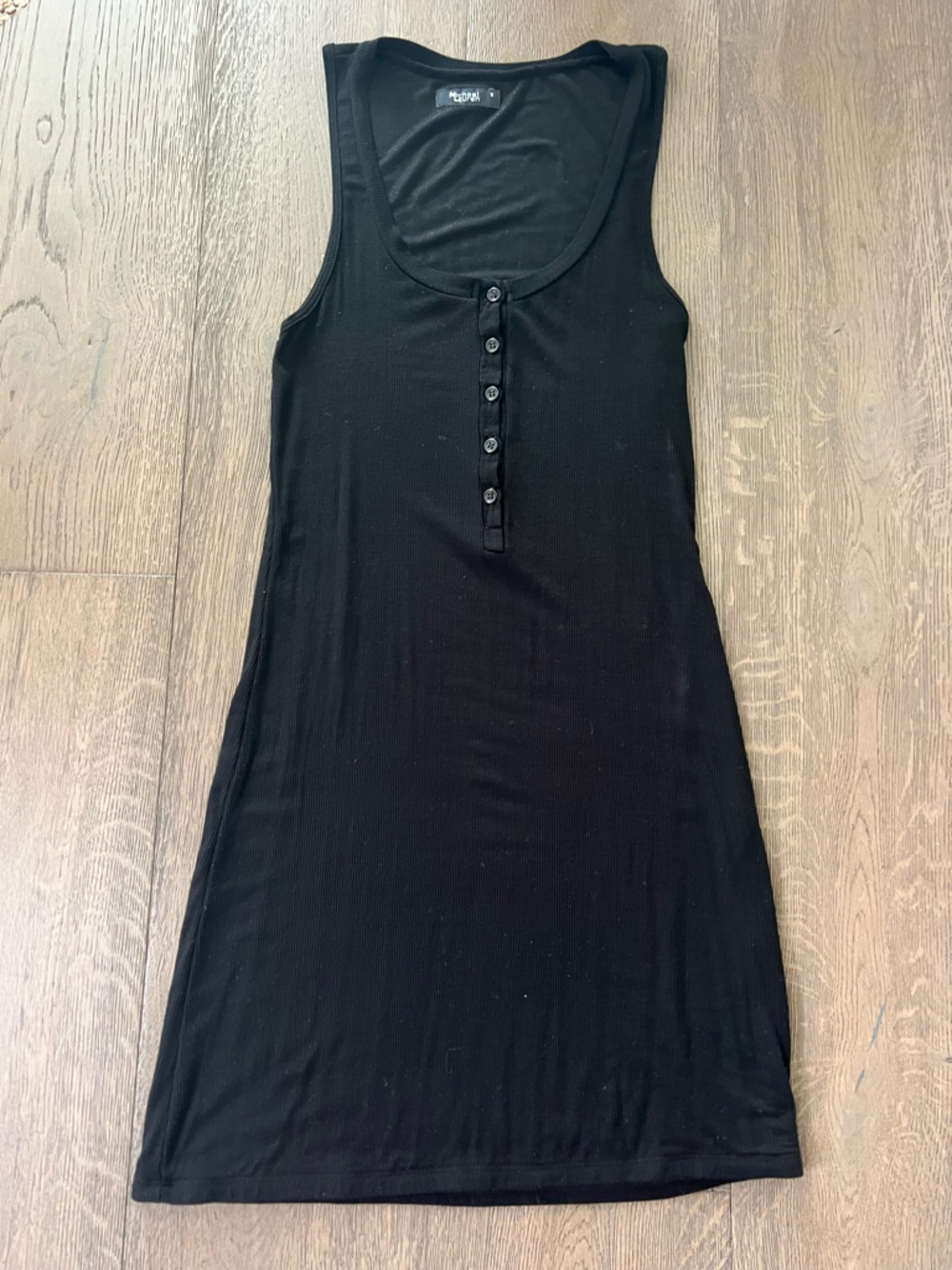 ❤️ Michael Lauren Black Ribbed Black Tank Dress